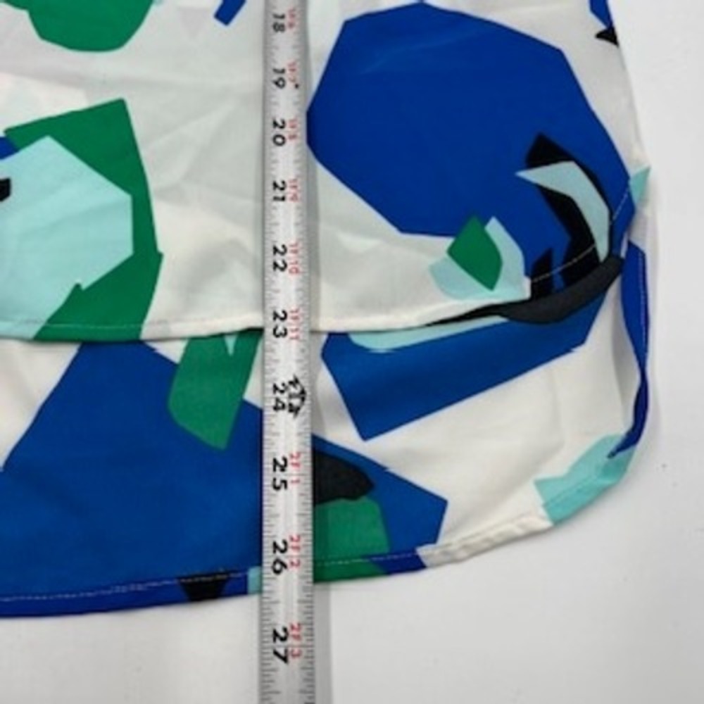 Calvin Klein Womens Blue Green Abstract Geometric Cold Shoulder Blouse Small - Picture 8 of 9